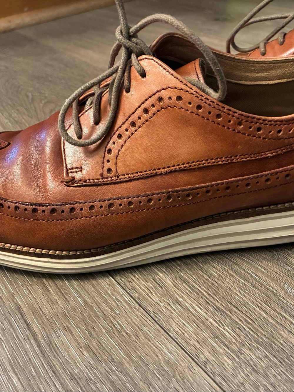 Cole Haan Men’s Brown Leather Wingtip Oxfords size 11.5 - Picture 6 of 7